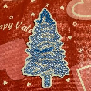 Reseve 3MM Handmade Blue Rhinestone Christmas Tree Stick-On Decoration